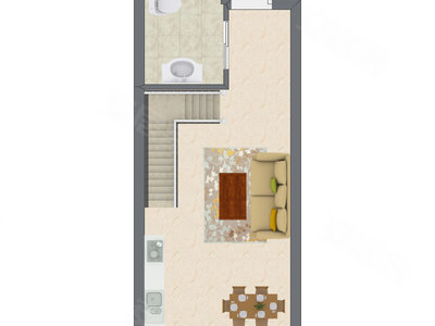 2室1厅 25.69平米户型图