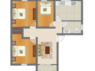 3室1厅 83.11平米