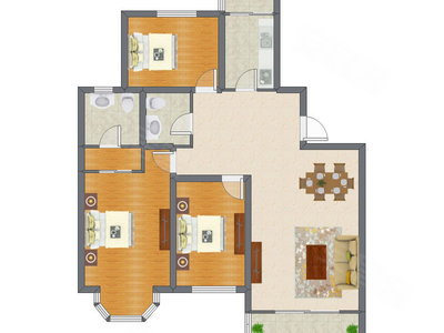 3室2厅 146.11平米户型图