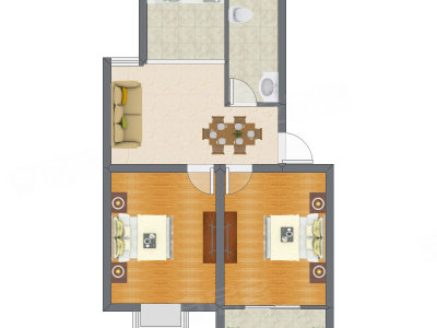 2室2厅 81.90平米户型图