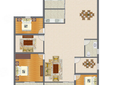 3室3厅 168.00平米