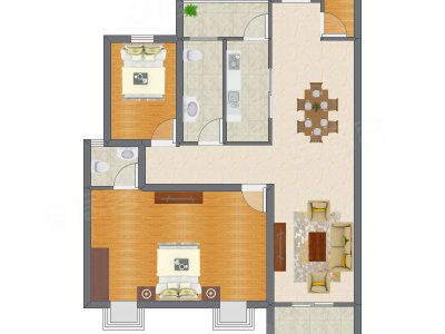 2室1厅 75.98平米