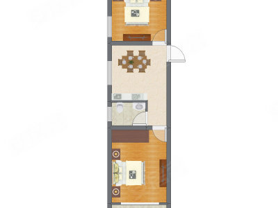 2室1厅 53.91平米