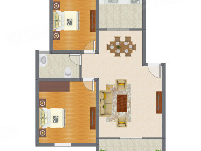 2室1厅 92.40平米户型图
