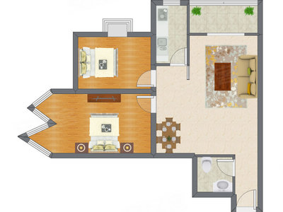 2室1厅 94.02平米户型图