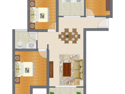 2室1厅 94.36平米户型图