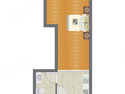 1室0厅 45.63平米户型图