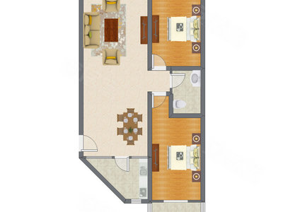 2室2厅 112.67平米户型图