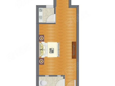 1室0厅 43.82平米户型图