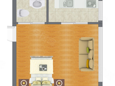 1室1厅 45.44平米户型图