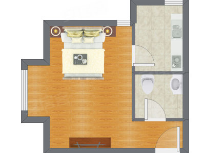1室0厅 44.34平米户型图