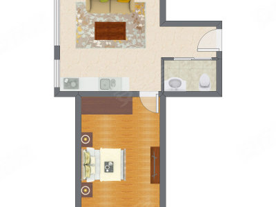 1室1厅 59.30平米户型图