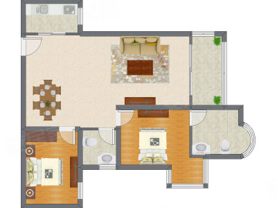 2室2厅 119.57平米户型图