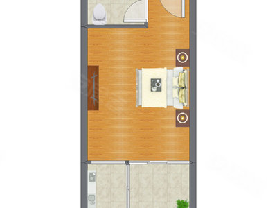 1室0厅 43.76平米户型图