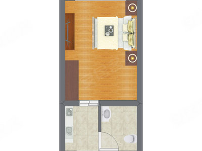 2室1厅 18.65平米