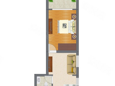 1室1厅 41.43平米户型图