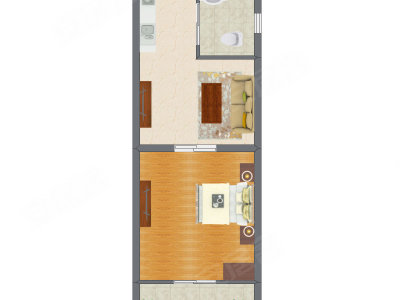 1室1厅 41.52平米户型图