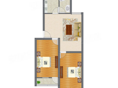 2室1厅 83.78平米户型图