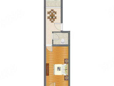 1室1厅 44.44平米