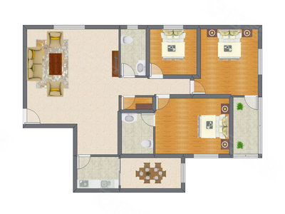 3室2厅 105.28平米