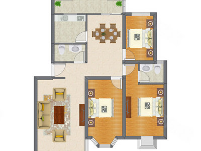 3室2厅 106.89平米