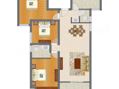 3室2厅 117.19平米户型图
