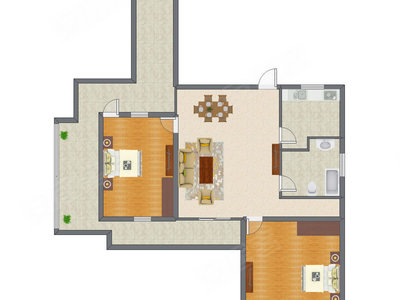 2室2厅 91.78平米