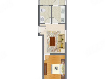 1室1厅 56.32平米户型图