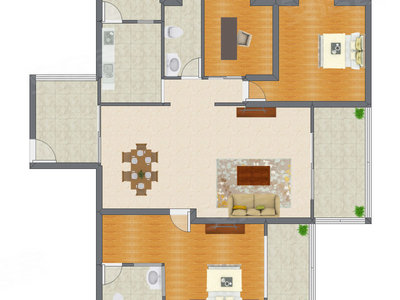 3室2厅 150.22平米