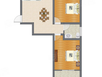 2室1厅 53.83平米