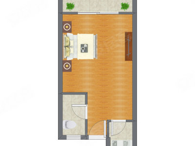 1室0厅 44.63平米户型图