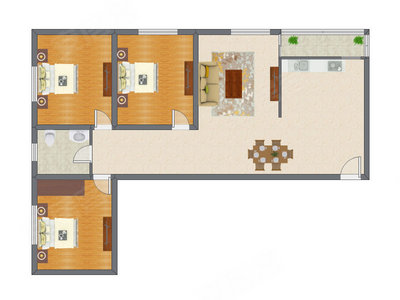 3室2厅 80.72平米