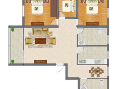 3室2厅 106.90平米