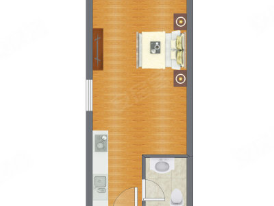 1室0厅 52.75平米户型图