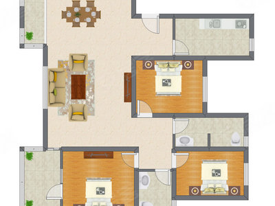 3室2厅 126.99平米