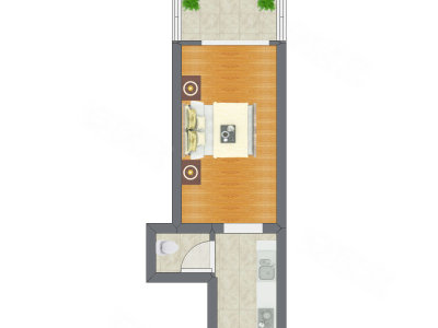 1室0厅 24.00平米户型图