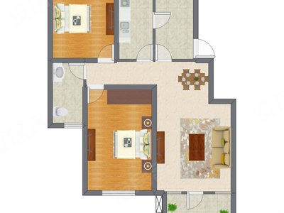2室2厅 93.00平米