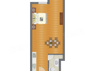 1室1厅 54.67平米户型图