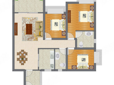 3室2厅 99.11平米
