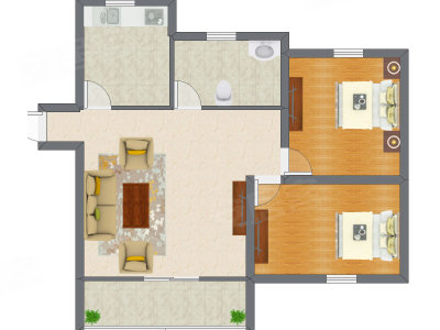 2室1厅 86.40平米户型图