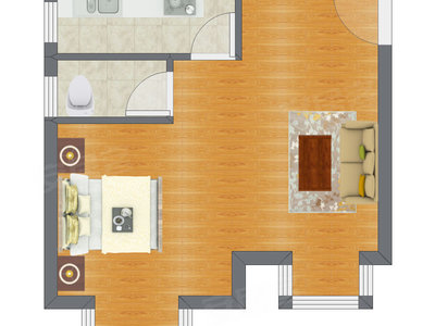 1室1厅 42.05平米户型图