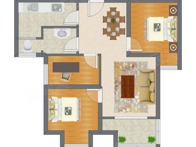 3室2厅 96.70平米户型图