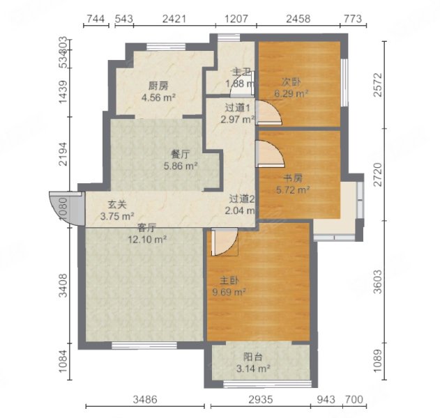 南北通透 板楼 大产权 精装好房 楼层好 小三房,绅湖公馆二手房,60万