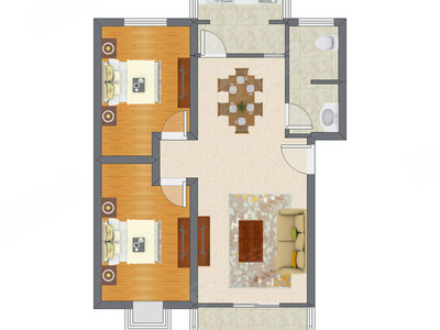 2室2厅 98.72平米户型图