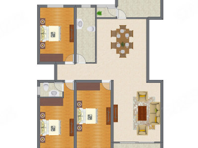 3室2厅 135.50平米户型图