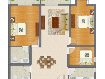 3室2厅 116.50平米户型图