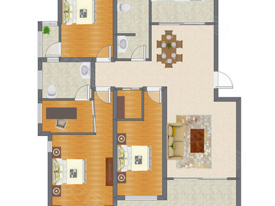 3室2厅 156.00平米户型图