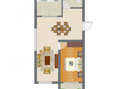 2室1厅 43.16平米