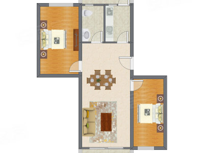 2室2厅 95.49平米户型图