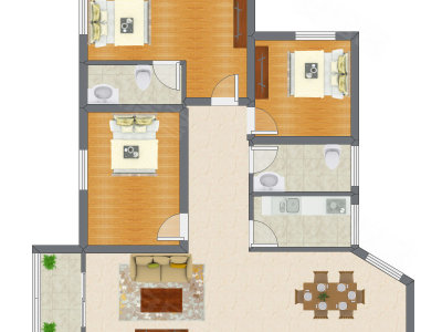 3室2厅 96.98平米